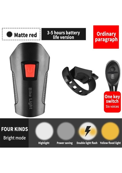Kırmızı Pil Tarzı Su Geçirmez Bisiklet Işık USB Şarj Edilebilir Bisiklet Ön Işık El Feneri ile Bisiklet Bilgisayarı LCD Kilometre Bisiklet Kafa Işık Korna (Yurt Dışından)
