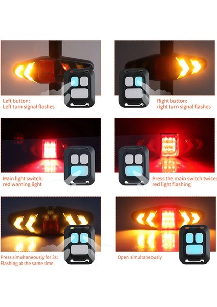 No.2 Tarzı Bisiklet LED Arka Lambası Bisiklet Akıllı Kablosuz Uzaktan Kumanda Dönüş Sinyali Işıkları Su Geçirmez El Feneri Bisiklet Arka Lambası Bisiklet Parçaları (Yurt Dışından)