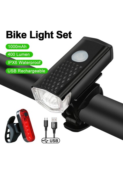 Beyaz Set Stili USB Şarj Edilebilir Lamba Bisiklet Işık Seti Mtb Yol Bisikleti Ön Işık LED Bisiklet El Feneri Su Geçirmez Fener Far Arka Lambası (Yurt Dışından) fırsatları
