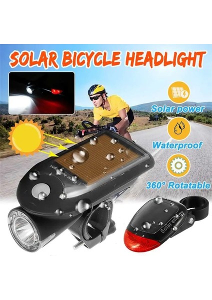 Güneş Enerjili Bisiklet Işık USB 240 Lümen 3 Mod Bisiklet Ön Işık Lambası Bisiklet Far Bisiklete Binme LED El Feneri Arka Arka Lamba Seti (Yurt Dışından)