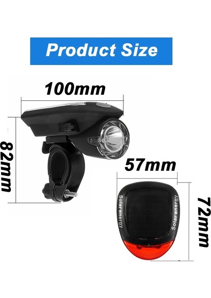Güneş Enerjili Bisiklet Işık USB 240 Lümen 3 Mod Bisiklet Ön Işık Lambası Bisiklet Far Bisiklete Binme LED El Feneri Arka Arka Lamba Seti (Yurt Dışından)