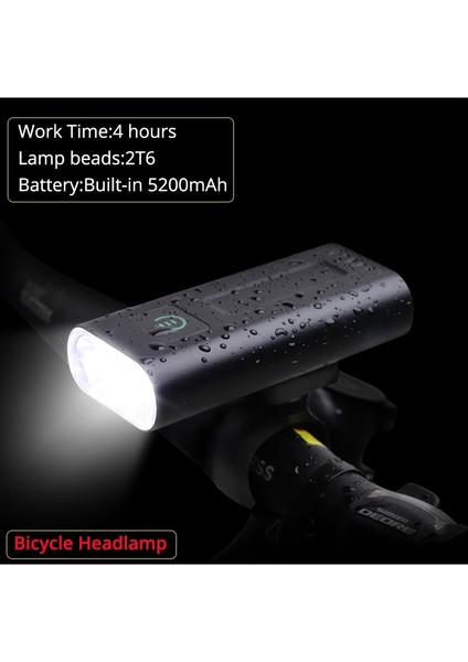 2t6 5200MAH Stili Trlıfe Güçlü Bisiklet Işığı Ah USB Şarj Edilebilir LED Bisiklet Işığı Ön Ipx5 Güç Bankası Olarak Su Geçirmez Mtb Bisiklet El Feneri (Yurt Dışından)