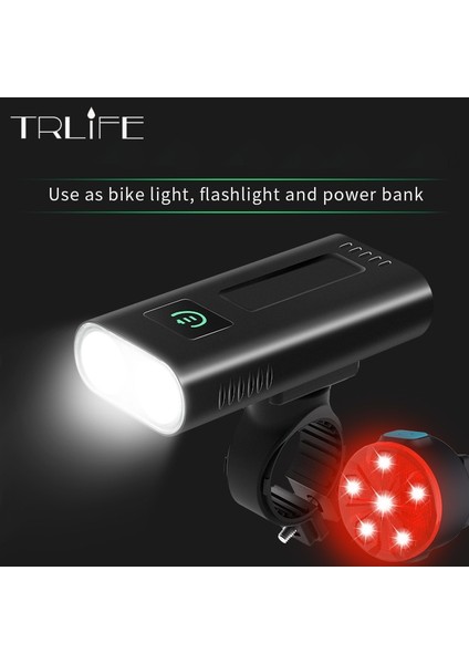 2t6 5200MAH Stili Trlıfe Güçlü Bisiklet Işığı Ah USB Şarj Edilebilir LED Bisiklet Işığı Ön Ipx5 Güç Bankası Olarak Su Geçirmez Mtb Bisiklet El Feneri (Yurt Dışından)