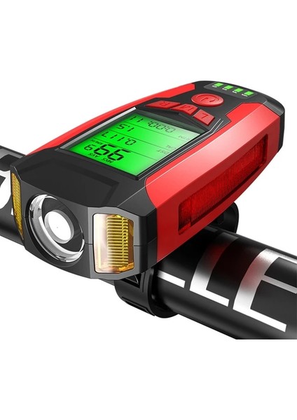 Kırmızı-A Tarzı 3 1 USB Bisiklet El Feneri 5 LED Bisiklet Bilgisayarıhorn Bisiklet Ön Işık Ipx4 Su Geçirmez Far Kilometre Sayacı Bisiklet Aksesuarları (Yurt Dışından)