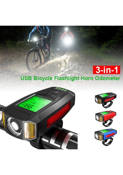 Kırmızı-A Tarzı 3 1 USB Bisiklet El Feneri 5 LED Bisiklet Bilgisayarıhorn Bisiklet Ön Işık Ipx4 Su Geçirmez Far Kilometre Sayacı Bisiklet Aksesuarları (Yurt Dışından) fiyatları