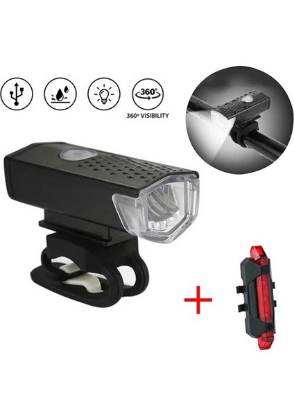 Beyaz 1pc Tarzı USB Şarj Edilebilir Bisiklet Işık Mtb Bisiklet Ön Arka Arka Arka Lamba Bisiklet Güvenlik Uyarı Işığı Su Geçirmez Bisiklet Lambası (Yurt Dışından)