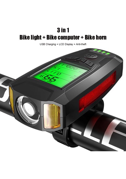 Kırmızı-A Tarzı 3 1 USB Bisiklet El Feneri 5 LED Bisiklet Bilgisayarıhorn Bisiklet Ön Işık Ipx4 Su Geçirmez Far Kilometre Sayacı Bisiklet Aksesuarları (Yurt Dışından) indirimleri