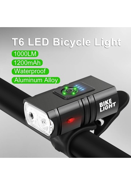 Çift Lamba Siyah Stili T6 LED Bisiklet Işık Ön USB Şarj Edilebilir Mtb Dağ Bisikleti Lamlm Bisiklet Far Bisiklet El Feneri Bisiklet Aksesuarları (Yurt Dışından)