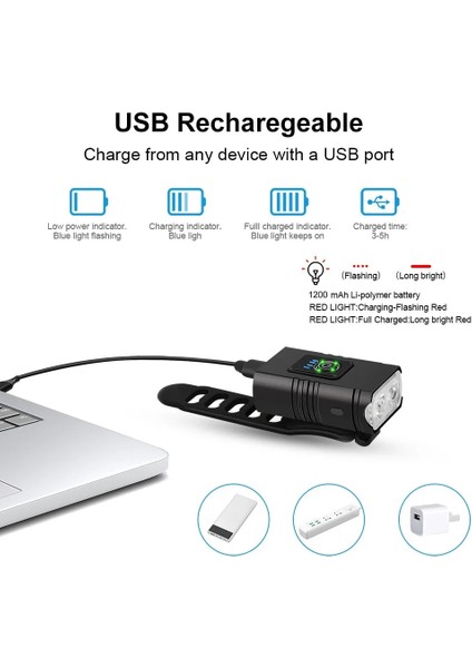 Çift Lamba Siyah Stili T6 LED Bisiklet Işık Ön USB Şarj Edilebilir Mtb Dağ Bisikleti Lamlm Bisiklet Far Bisiklet El Feneri Bisiklet Aksesuarları (Yurt Dışından)