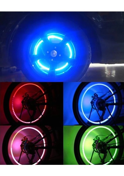 2 Adet Yeşil Stil Pilsiz Bisiklet Işık Dağ Yol Bisikleti Bisiklet Işıkları Led'ler Lastik Lastik Valf Kapakları Tekerlek Telleri LED Işık BL0157 Bisiklet Işıkları (Yurt Dışından) fırsatları