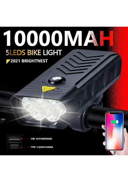 A-10000MAH Stili Lm 5leds Mtb Bisiklet Işıkları Mah USB Şarj Edilebilir Bisiklet Işık El Feneri Açık Bisiklet Bisiklet Aksesuarları Güç Bankası Olarak (Yurt Dışından)