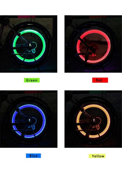 Sarı Stil Pilsiz Bisiklet Lambası Dağ Yolu Bisikleti Bisiklet Lambaları Led'ler Lastik Lastik Valf Kapakları Tekerlek Jant Telleri LED Işık BL0157 (Yurt Dışından) fırsatları