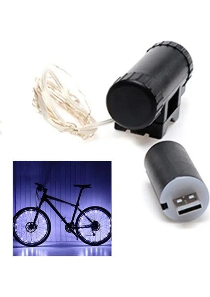 Beyaz USB Stili 20 LED Bisiklet Bisiklet Bisiklet Jant Tekerlek Işıkları El Feneri Açık Kapalı Flaş Konuştu Işık Dize Yeni Çarpıcı Sokak Bisikleti Açık Gece (Yurt Dışından)