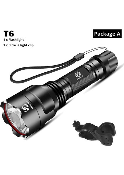 T6-Paket A Stili Güçlü LED Bisiklet Işığı Su Geçirmez 5 Aydınlatma Modu Bisiklet Işığı Gece Sürüşü Için Uygundur Pille Çalışır (Yurt Dışından)