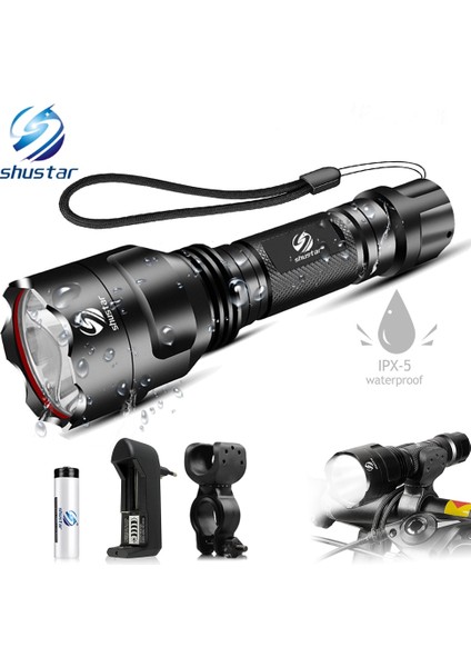T6-Paket A Stili Güçlü LED Bisiklet Işığı Su Geçirmez 5 Aydınlatma Modu Bisiklet Işığı Gece Sürüşü Için Uygundur Pille Çalışır (Yurt Dışından)