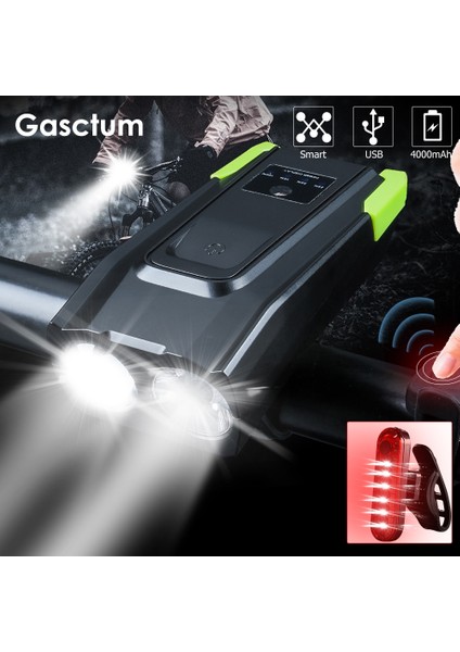 Açık Gri Tarzı Lm USB Şarj Edilebilir Akıllı Bisiklet Işık Indüksiyon Ah Bisiklet Korna ile Ön Işık LED Bisiklet Lambası Sürme Işık Arka Lambası (Yurt Dışından)