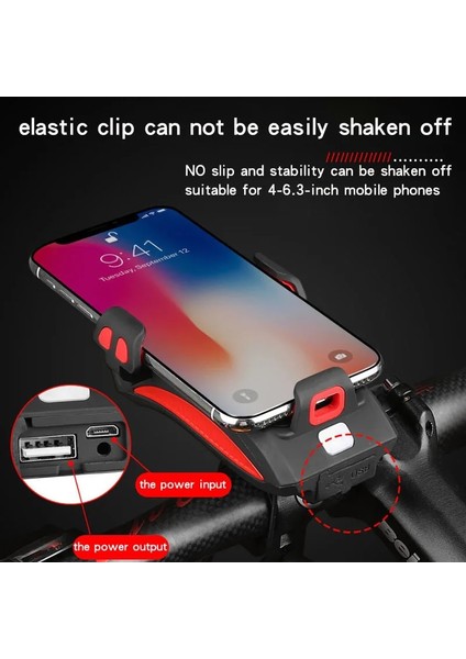 Mavi 2000 Stili Bisiklet Işık LED Bisiklet Ön Işık USB Şarj Edilebilir Güç Bankaları Bisiklete Binme Telefon Standı Korna Işlevli Mtb El Feneri (Yurt Dışından)