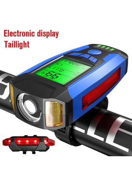 Mavi Ekran Seti Stili Hız Göstergeli Bisiklet Işık Seti USB Şarj Edilebilir Süper Parlak Ön Far Işe Gidiş ve Yol Bisikletçiliği Için 5 Aydınlatma Modu (Yurt Dışından)