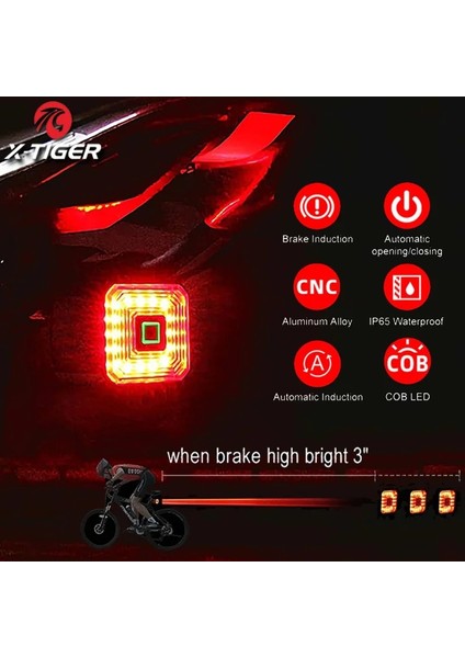 WD-0901-ZJ2 Stili X-Tiger Akıllı Bisiklet Kuyruk Işıkları Otomatik Açma Sensörü Gece Sürüşü Için Su Geçirmez Bisiklet Işıkları Ultra Parlak LED Bisiklet Arka Işıkları (Yurt Dışından) fiyatları