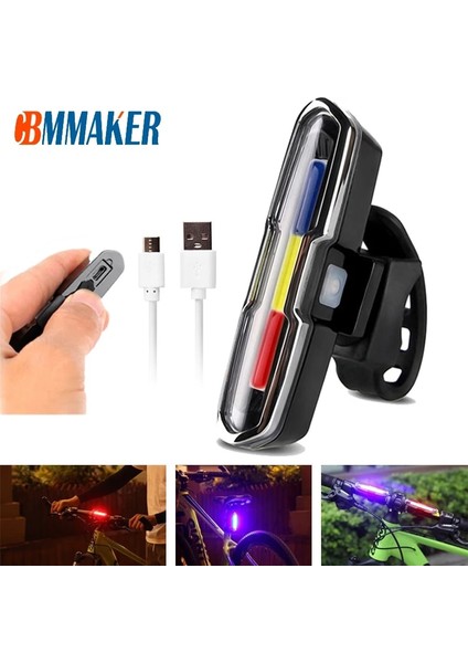 Pembe Tarzı USB Şarjlı Bisiklet Işık LED Mavi Kırmızı Çift Renk Sıcaklık Su Geçirmez Bisiklet Arka Lambası Bisiklet Işık Bellek Fonksiyonlu (Yurt Dışından)