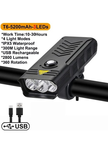 LED 3 Tarzı Mah LED Bisiklet Işık Ön USB Şarj Edilebilir 3000LM Su Geçirmez El Feneri Bisiklet Lambası El Feneri Bisiklet Işık Fener Için (Yurt Dışından)