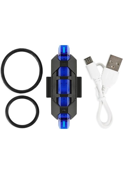 Mavi Stil Dış Mekan Bisiklet Işığı Gece Bisiklete Binme Güvenlik Uyarı Arka Lambaları Arka Lamba Su Geçirmez 5 LED USB Şarj Edilebilir Bisiklet Yanıp Sönen Işık (Yurt Dışından)