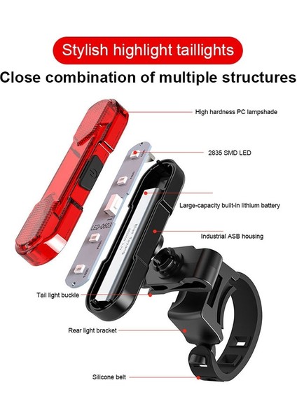 Sarı Stil X-Tıger Bisiklet Arka Lambası Aksesuarları Su Geçirmez Mtb Bisiklet Işık Arka USB Şarj Edilebilir LED El Feneri Uyarı Bisiklet Kuyruk Lambası (Yurt Dışından) indirimleri