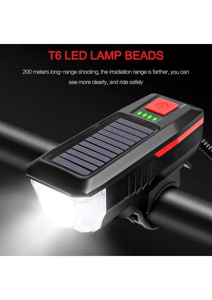 Mavi Stil Boynuzlu Güneş Enerjili USB Şarjlı Bisiklet Ön Işık 3 Modlu T6 LED El Feneri Bisiklet Aksesuarları Gece Sürme Far (Yurt Dışından) fiyatları