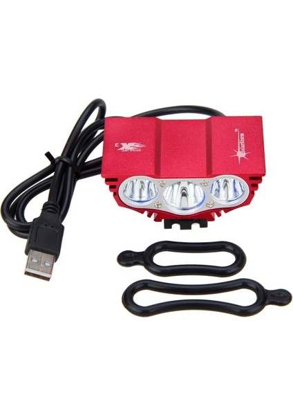 Kırmızı Stil Su Geçirmez 3xt6 LED Bisiklet Işık Ön Bisiklet Kafa Işığı Gece Bisiklet Lambası 5V USB Far Sadece Lamba Pil Yok (Yurt Dışından)