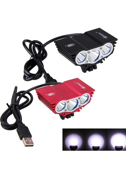 Kırmızı Stil Su Geçirmez 3xt6 LED Bisiklet Işık Ön Bisiklet Kafa Işığı Gece Bisiklet Lambası 5V USB Far Sadece Lamba Pil Yok (Yurt Dışından)