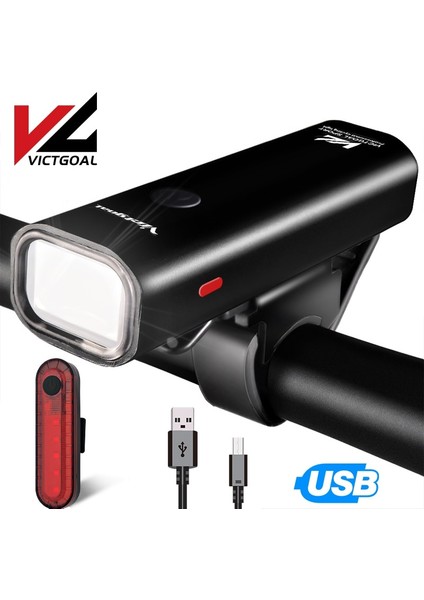 Mavi Stil Vıctgoal Bisiklet Işık Ön USB Şarj Edilebilir LED Bisiklet Arka Işık El Feneri Kafa Işıkları Arka Lambası Bisiklet Lambası Bisiklet Işık Setleri (Yurt Dışından)