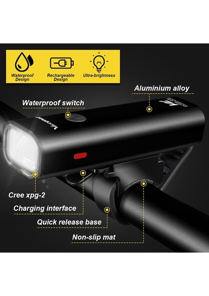 Mavi Stil Vıctgoal Bisiklet Işık Ön USB Şarj Edilebilir LED Bisiklet Arka Işık El Feneri Kafa Işıkları Arka Lambası Bisiklet Lambası Bisiklet Işık Setleri (Yurt Dışından)