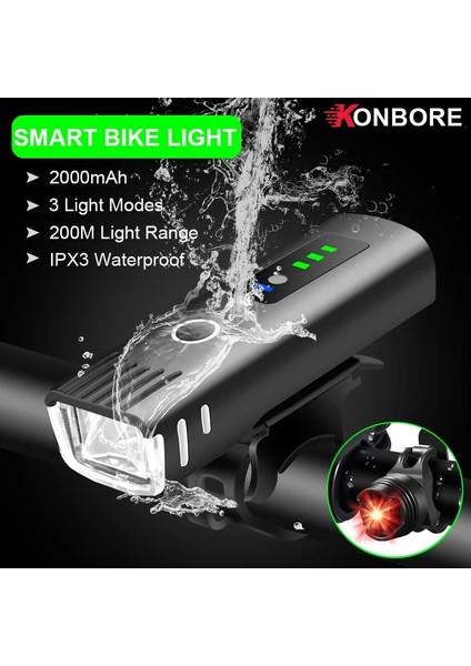 Arka Işık Stili Su Geçirmez Akıllı Indüksiyon Bisiklet Işığı USB Şarj Edilebilir Arka Işık LED Ah Mtb Ön Lamba Far El Feneri Bisiklet Işığı (Yurt Dışından)