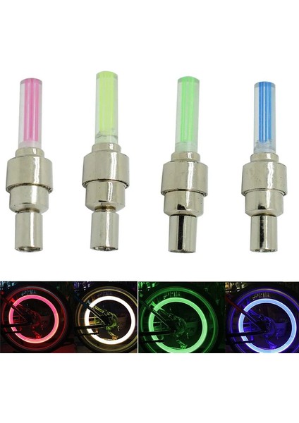 Yeşil Stil LED Neon Işık Valfi Kök Cap Bisiklet Bisiklet Araba Motosiklet Tekerleği Lastik Lamba Vana Lastik Işık Bisiklet Aksesuarları Pil Olmadan (Yurt Dışından) fırsatları