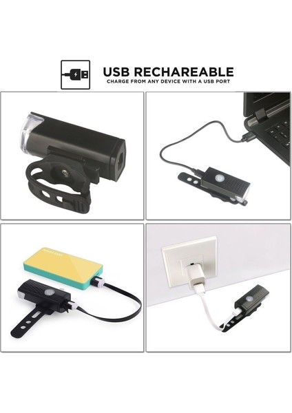 Beyaz Işık Stili USB Bisiklet Işığı LED Dağ Döngüsü Ön Arka Bisiklet Işığı Arka Lambası Su Geçirmez Bisiklet Güvenlik Uyarı Işığı Bisiklet El Feneri (Yurt Dışından)