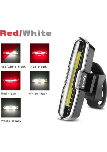 Kırmızı Beyaz Stil 120 Lümen USB Şarj Edilebilir Ön Arka Bisiklet Işık Lityum Pil LED Bisiklet Arka Lambası Bisiklet Kask Işık Lamba Montaj Bisiklet (Yurt Dışından)