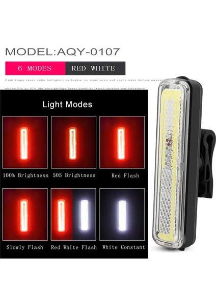 5 Kırmızı Beyaz Stil 120 Lümen USB Şarj Edilebilir Ön Arka Bisiklet Işık Lityum Pil LED Bisiklet Arka Lambası Bisiklet Kask Işık Lamba Montaj Bisiklet (Yurt Dışından)