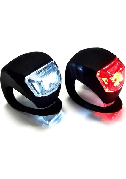 1 Beyaz 1 Kırmızı Stil LED Silikon Bisiklet Ön Arka Işık Seti 3 Mod Su Geçirmez Mtb Dağ Yol Bisikleti Bisiklet Far Kuyruk Uyarı Lambası (Yurt Dışından)