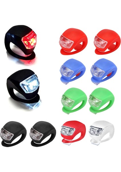 1 Beyaz 1 Kırmızı Stil LED Silikon Bisiklet Ön Arka Işık Seti 3 Mod Su Geçirmez Mtb Dağ Yol Bisikleti Bisiklet Far Kuyruk Uyarı Lambası (Yurt Dışından)