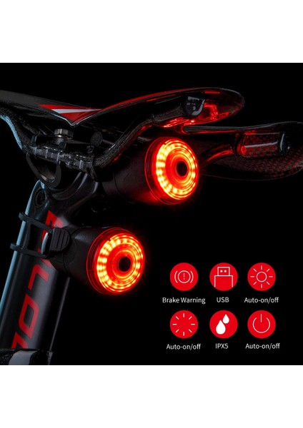 Eyer Bracketx2 Stili Akıllı LED Bisiklet Işık Arka Arka Mtb Yol Fren Işık Sinyal USB Şarj Edilebilir Kırmızı Bisiklet Lambası Bisiklet Için Latern Flaş Arka Lambası (Yurt Dışından)