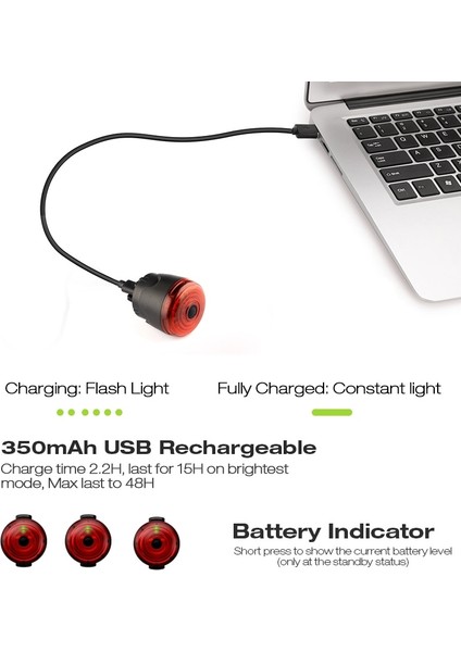 Eyer Bracketx2 Stili Akıllı LED Bisiklet Işık Arka Arka Mtb Yol Fren Işık Sinyal USB Şarj Edilebilir Kırmızı Bisiklet Lambası Bisiklet Için Latern Flaş Arka Lambası (Yurt Dışından)