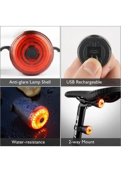 Eyer Bracketx2 Stili Akıllı LED Bisiklet Işık Arka Arka Mtb Yol Fren Işık Sinyal USB Şarj Edilebilir Kırmızı Bisiklet Lambası Bisiklet Için Latern Flaş Arka Lambası (Yurt Dışından)