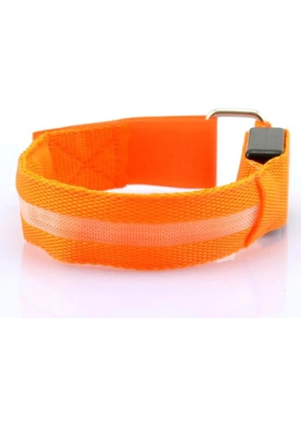 Turuncu Pil Tarzı Gece Açık Hava Spor Koşu Bisiklete Binme LED Yanıp Sönen Bileklik USB Şarj Edilebilir Emniyet Kemeri Kol Bacak Uyarı Bilek Kayışı Işığı (Yurt Dışından)