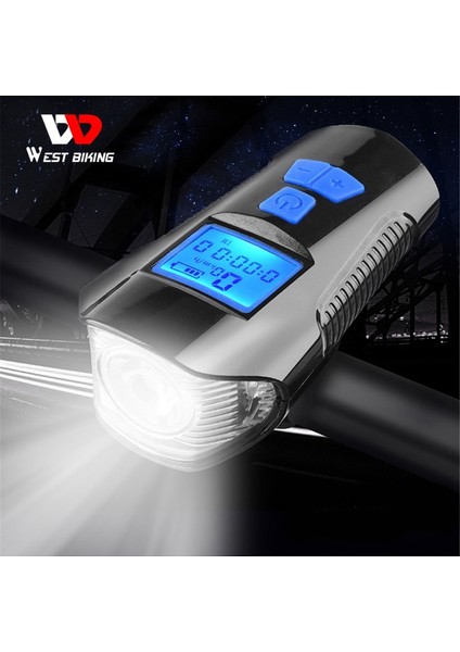 Deluxe Siyah Kırmızı Tarzı Su Geçirmez Bisiklet Işık USB Şarj Edilebilir Bisiklet Ön Işık El Feneri Bisiklet Bilgisayarı ile LCD Kilometre Bisiklet Kafa Işık Korna (Yurt Dışından)