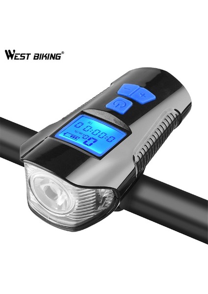 Deluxe Siyah Kırmızı Tarzı Su Geçirmez Bisiklet Işık USB Şarj Edilebilir Bisiklet Ön Işık El Feneri Bisiklet Bilgisayarı ile LCD Kilometre Bisiklet Kafa Işık Korna (Yurt Dışından)