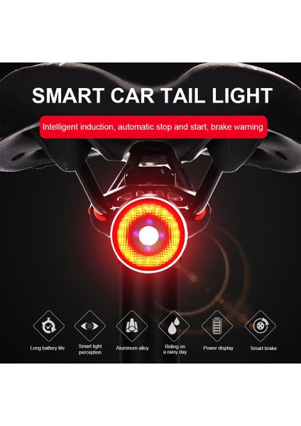 Baz A Stili 2021 Yeni Bisiklet Arka Lambası Akıllı Otomatik Fren Algılama Arka Işık Ipx6 Su Geçirmez LED Şarj Bisiklet Arka Lambası Q5 Bisiklet Arka Işık (Yurt Dışından) fırsatları