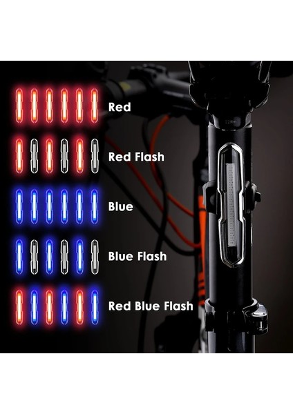 Mavi Beyaz Kırmızı Stil Cbmmaker Bisiklet Işığı USB Şarjı Çoklu Aydınlatma Modları LED Bisiklet Işığı Flaş Kuyruk Arka Bisiklet Işıkları Dağlar Için Bisiklet Seatpost (Yurt Dışından)