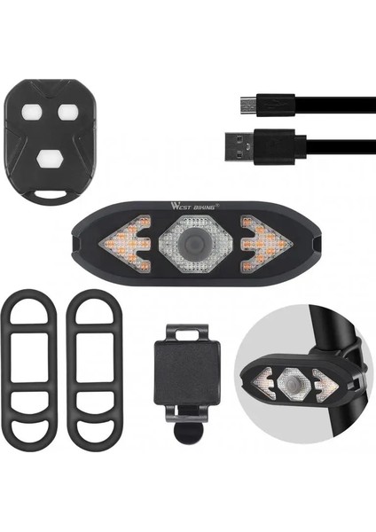 1 Parça Tarzı Akıllı Bisiklet Işığı Kablosuz Uzaktan Kumanda Bisiklete Binme Sinyali Arka Lambası USB Bisiklet Şarj Edilebilir Arka Işık LED Uyarı Lambası (Yurt Dışından)