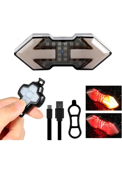 A1 Stili 5 Mod Bisiklet Kuyruk Lambası Dönüş Sinyalleri Kablosuz Uzaktan Kumanda Dağ Akıllı Bisiklet Arka Lambası Su Geçirmez Bisiklet Yanıp Sönen Far (Yurt Dışından)