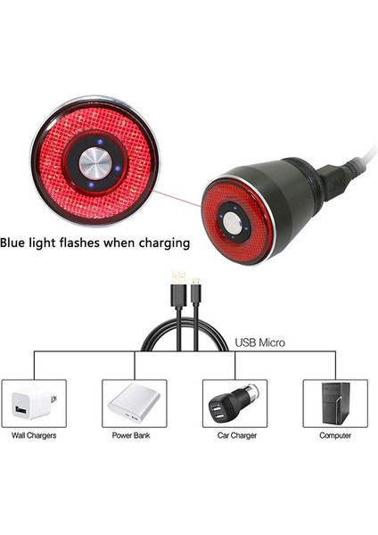 Setp 2set R01 Stili Akıllı Bisiklet Işığı Fren Indüksiyonu Bisiklet Arka Işıkları USB Şarjı 22 Cobled 3mode Yağmur Geçirmez Kuyruk Lambası Mtb Dağ Döngüsü Işığı (Yurt Dışından)